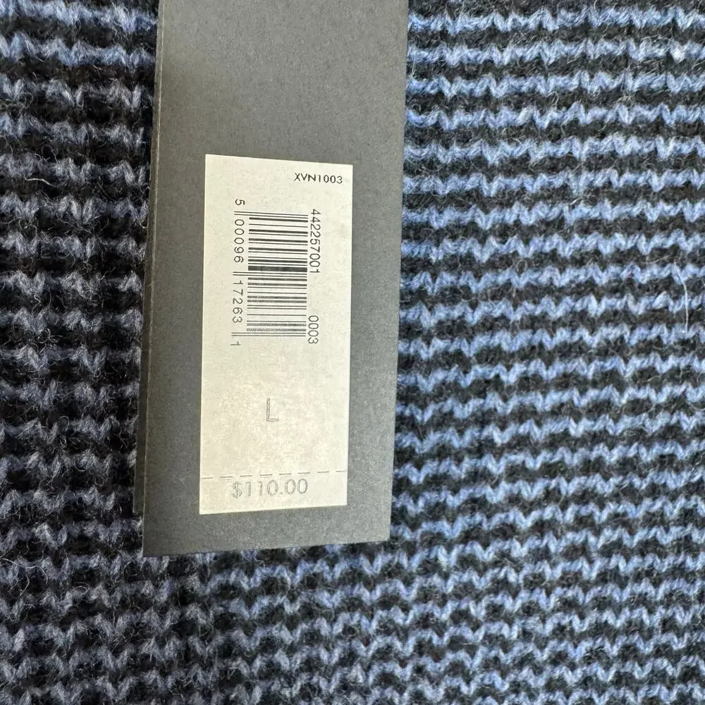 Banana Republic Mens Adrano Striped Italian Wool Blend Sweater Preppy Navy L